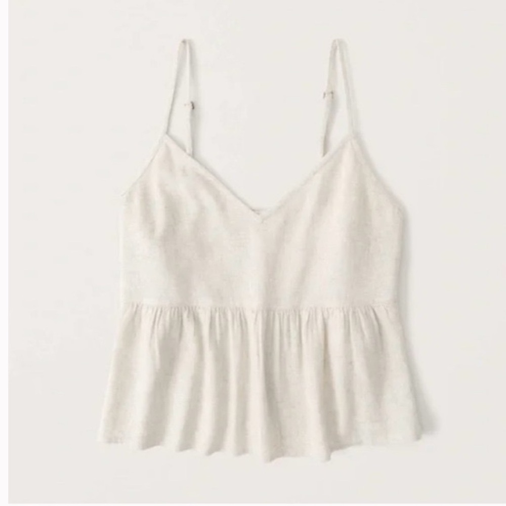 Abercrombie Linen Blend Trapeze Cami Top Oatmeal XS